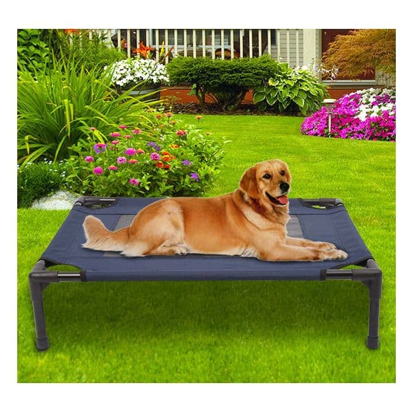 PawHut Cama Animais de Estimação Exterior Azul e Preto 76 x 61 x 18 cm