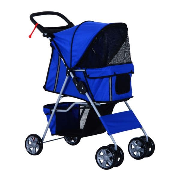 PawHut Carrinho Animais de Estimação Dobrável 75 x 45 x 97 cm Azul