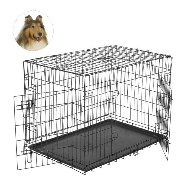 PawHut Transportadora ABS Preto Aço 91 x 61 x 67 cm