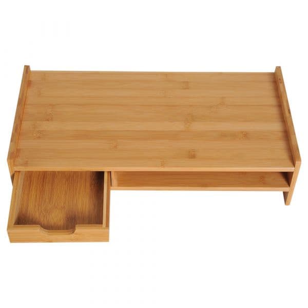 HomCom Suporte p/ Monitor de Bambu Organizador de Secretária 49x25,5x11,5 cm