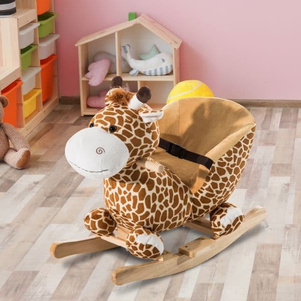 HomCom Cavalito de Baloiço bebé +18 meses Cadeira de Baloiço de Girafa