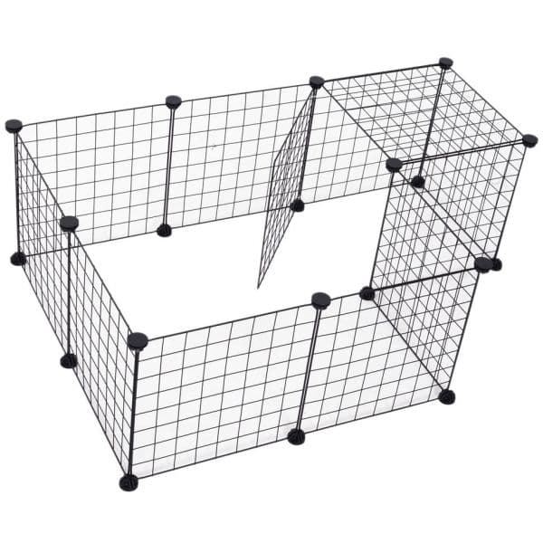 PawHut Cerca de Metal com 12 Painéis de Metal Park Design Preto 106x73x36 cm