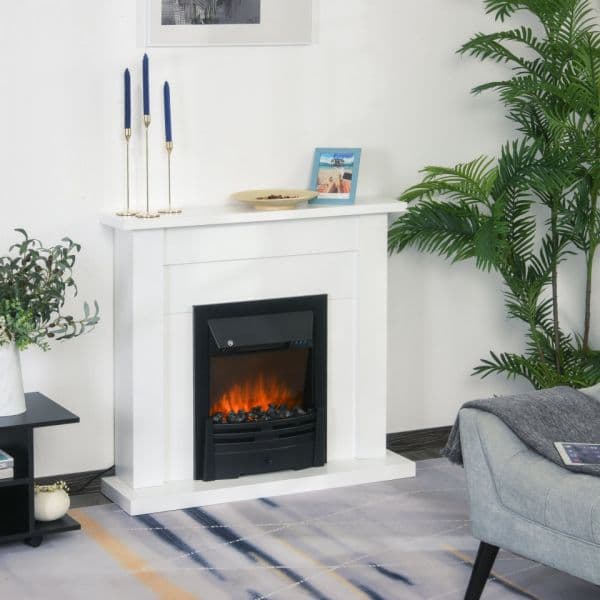HomCom Lareira Elétrica Com Temporizador Termostato Luz De 5 Níveis 102x30x95