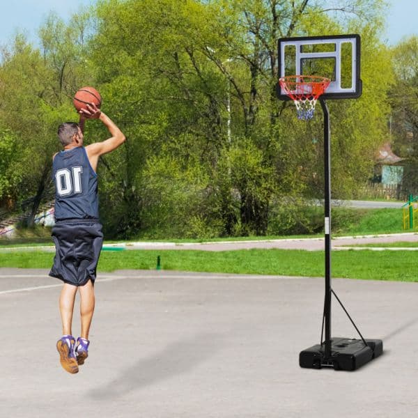 Homcom Cesta De Basquete Com Suporte Portátil Aro De Cesta Ajustável Em Altura Para Crianças E Adultos 86x153x250-350 Cm Preto