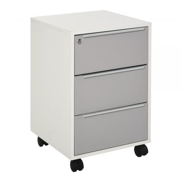 HomCom Armário de Arquivo Móvel p/ Escritório c/ 3 Gavetas 40x40x63,5 cm Branco e Cinza - 836-301