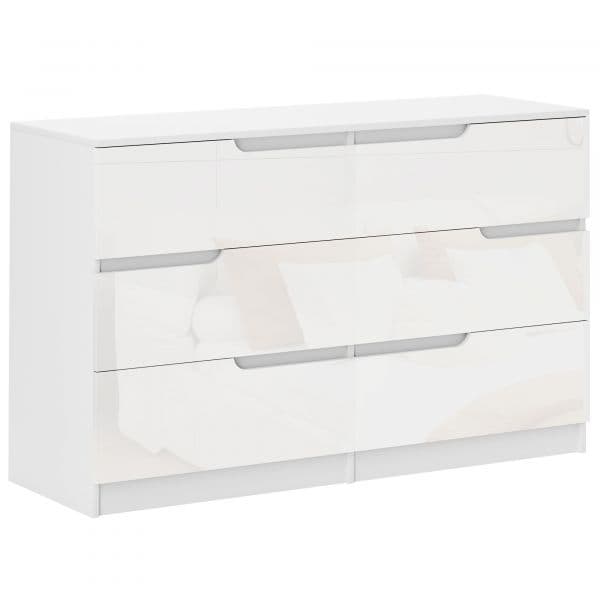 Homcom Cómoda com 6 Gavetas Cómoda de Quarto Moderna com Sistema Anti-tombo 120x40x75 cm Branco - 831-905V02WT
