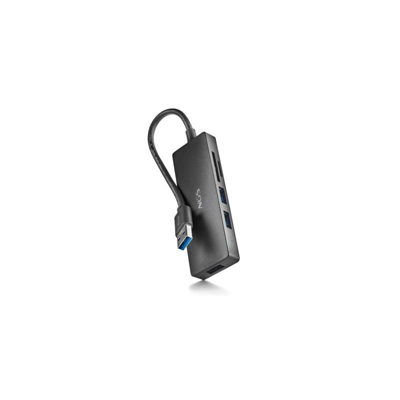 NGS Hub com Leitor de Cartões IHUB Reader IHUBREADER + 3 Portas USB 3.0, Ranhuras SD e MicroSD, Preto