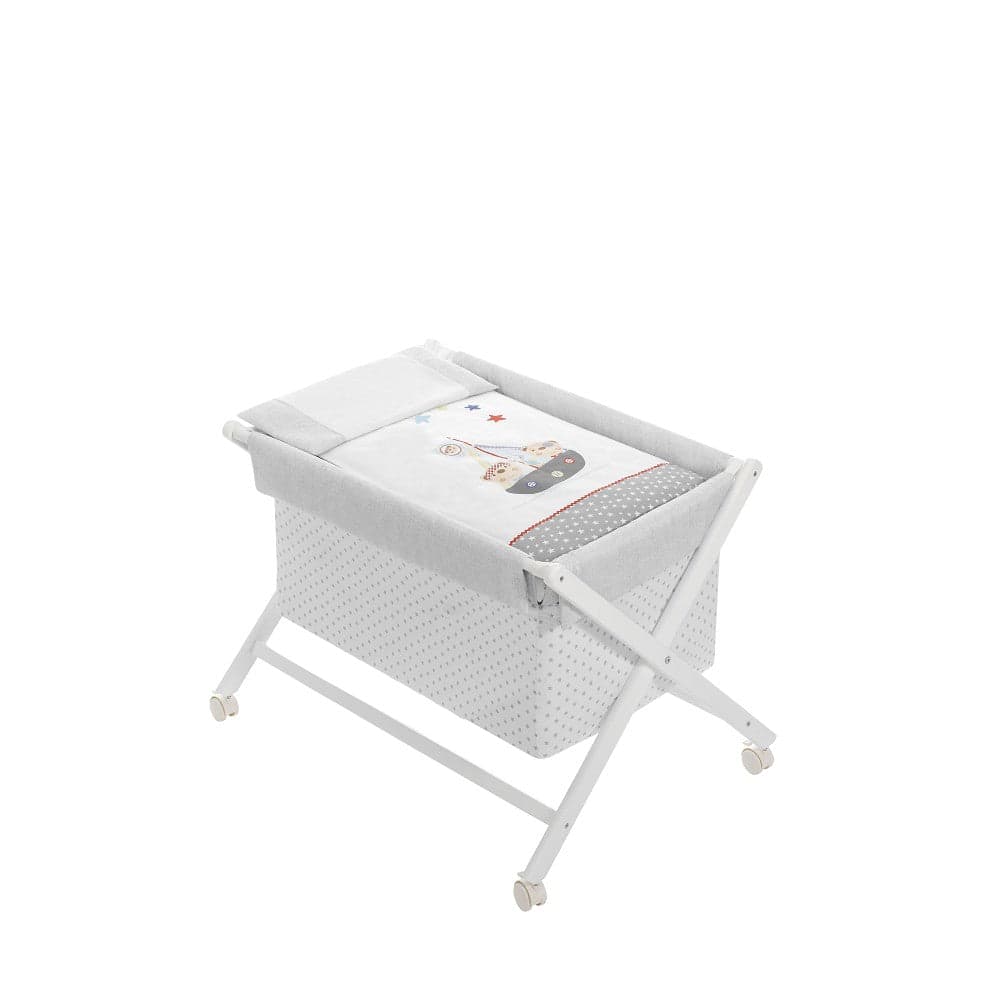 Berço Natural Faia+Lençóis+Vestimenta+Colchão Pirata Interbaby