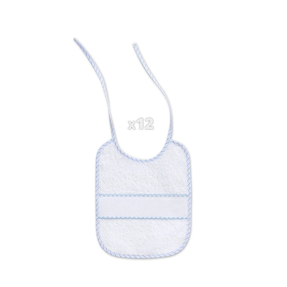 Babete Em Ponto Cruz 20X25 Branco / Azul  Interbaby