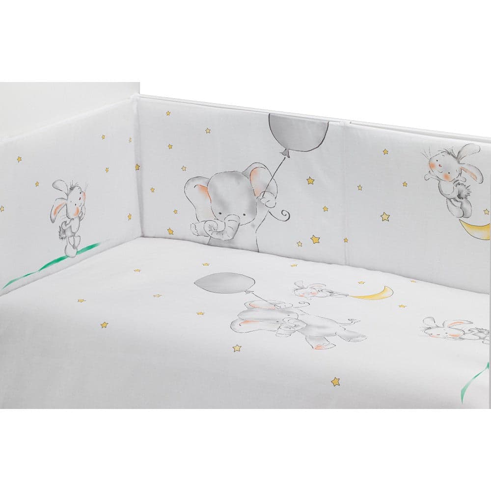 Conjunto 2 Pçs Amovivel (Colcha+Protetor De Cama) Elefante Globo Cinza Interbaby