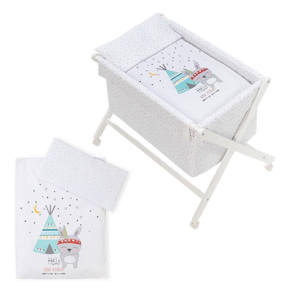 Berço Branco Faia+Lençóis+Vestimenta+Colchão Tipi Oso Branco Interbaby