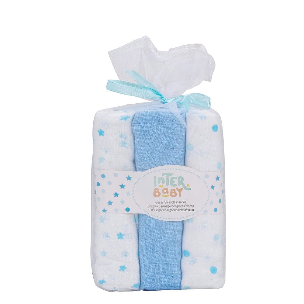 Fraldas 80X80 Pack 3 Azul Interbaby