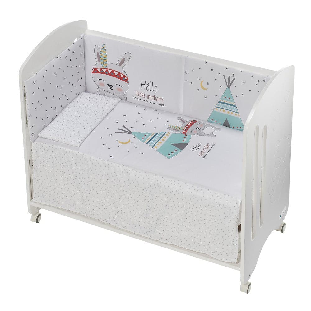 Cama Lovely Premium+Conjunto Para Cama60X120(Colcha+Protetor De Cama+Almofada) Algodão Tipi Oso Branco Interbaby