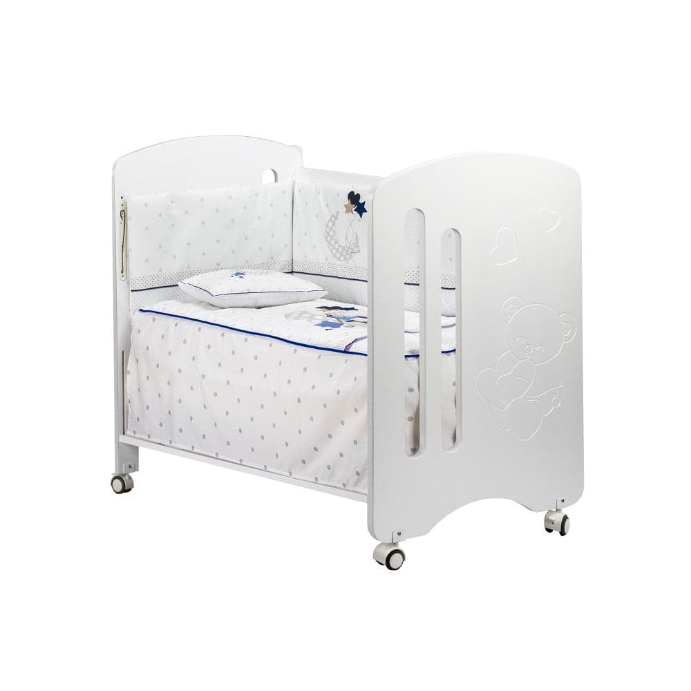 Cama Lovely Premium+Conjunto Cama60X120 (Colcha+Protetor De Cama+Almofada) Algodão Oso Amoroso Azul Interbaby