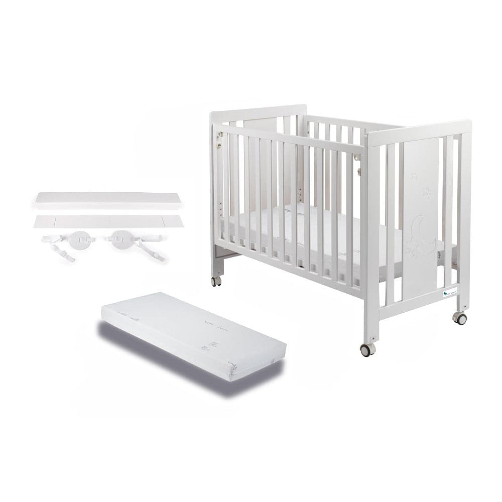 Cama de grades 60X120 Monet Branco Color+Mattress+Kit Co Sleeping Interbaby