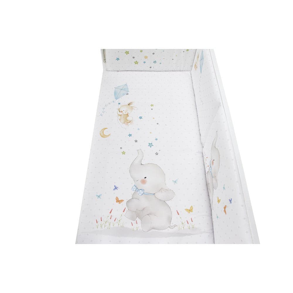 Conjunto 2 Pçs Amovivel (Colcha+Protetor De Cama) Elefante Azul Interbaby