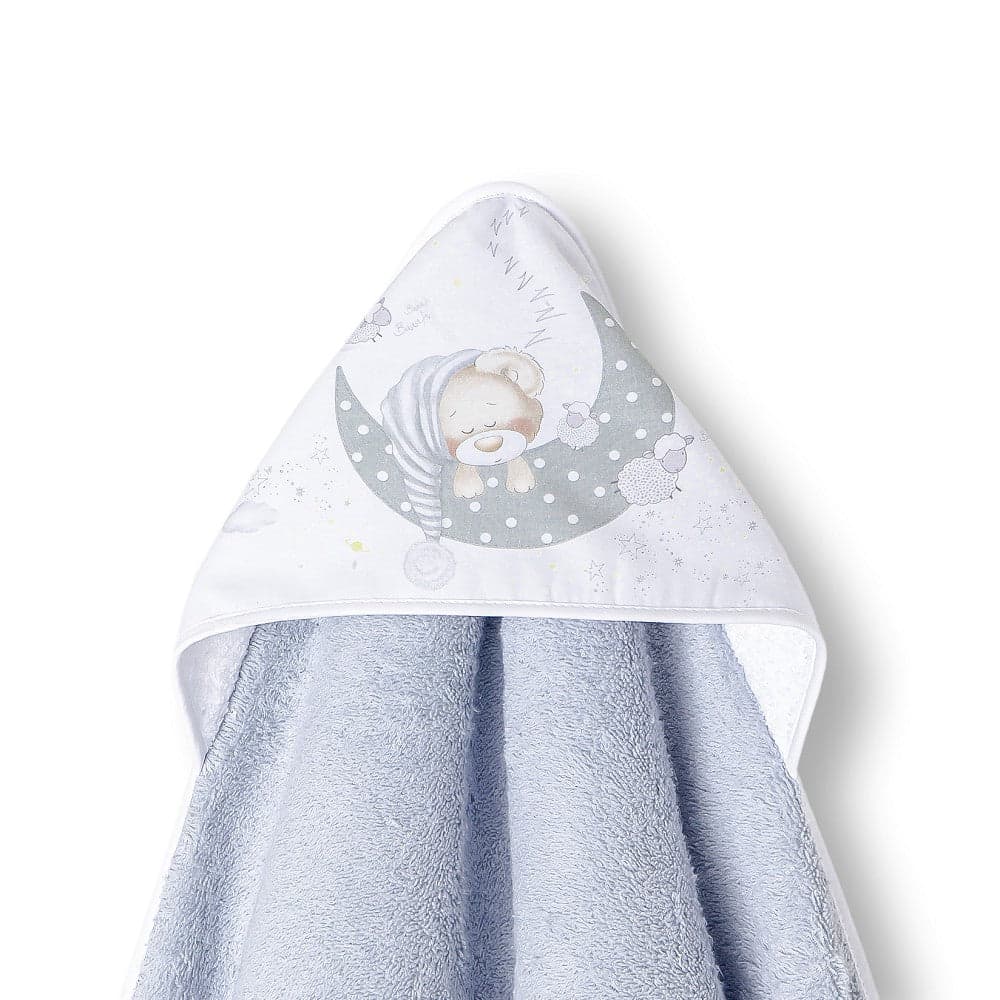 Toalha de banho 100X100 Algodão Bear Sleeping Cinza Interbaby