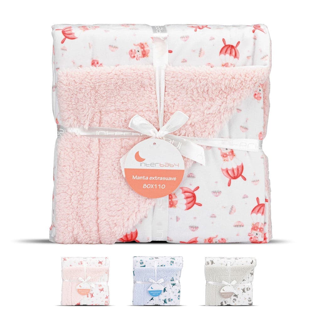 Manta Com Carneiro Paraquedista Rosa Interbaby