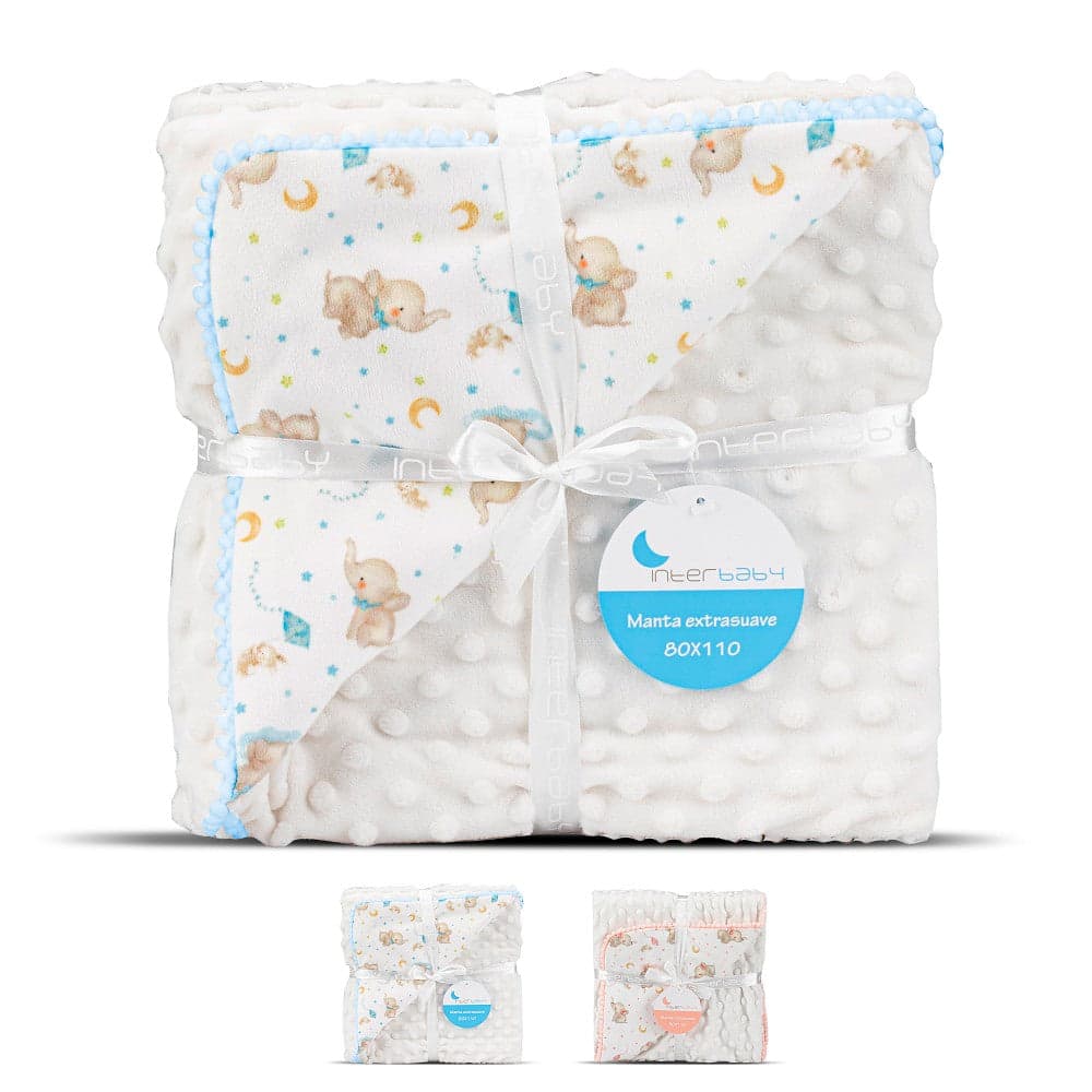 Manta Bubble Elefante Azul Interbaby