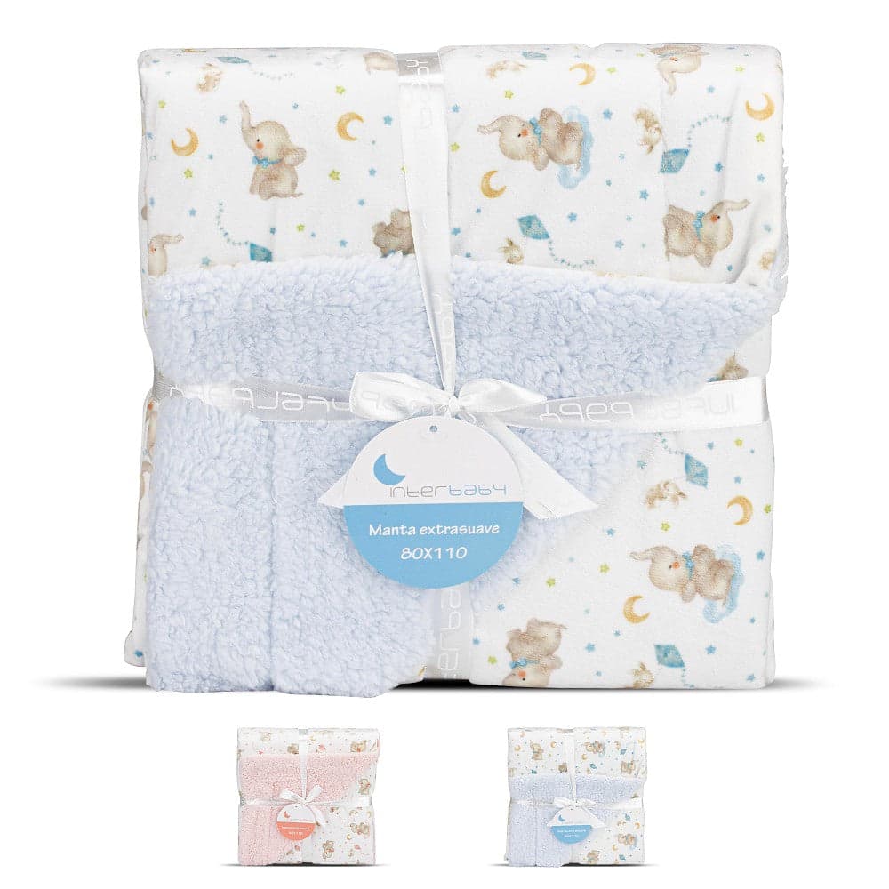 Interbaby Manta 80x110cm com Carneiro Elefante Azul