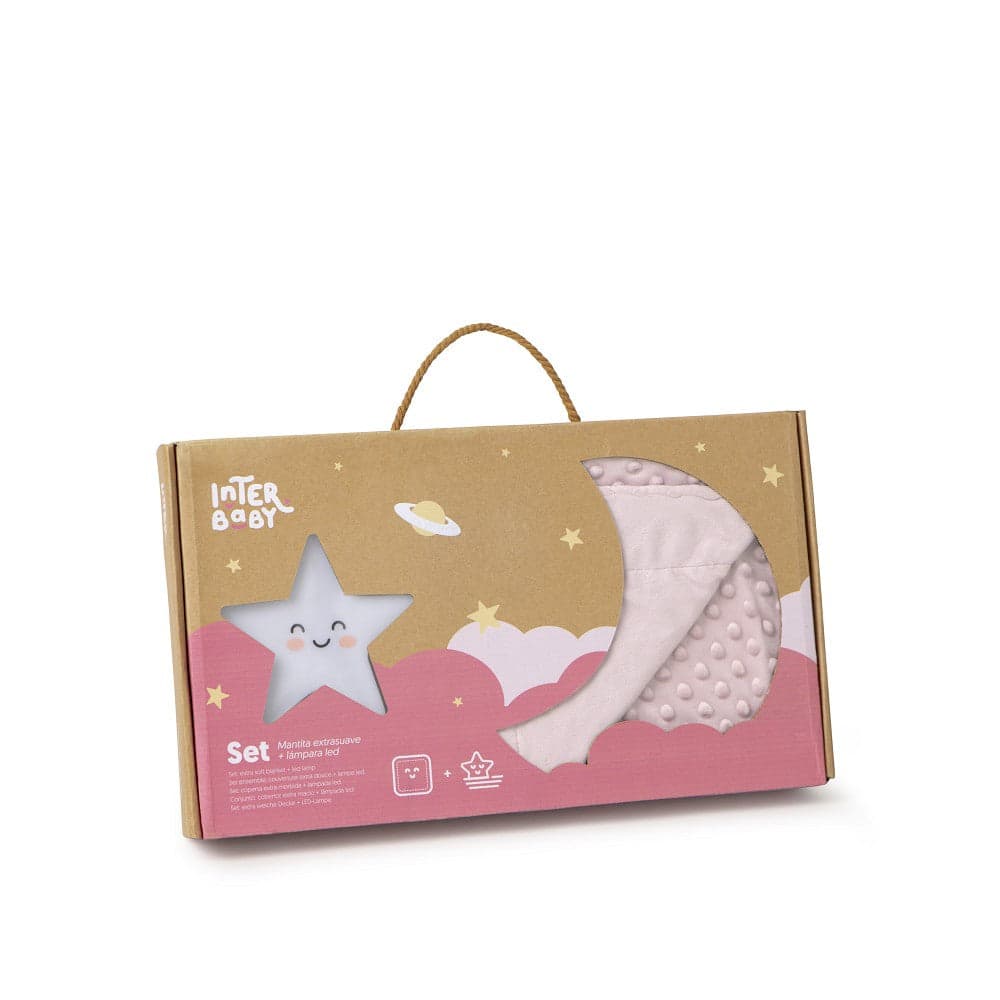 Interbaby Conjunto Manta Bubble + Luz de Presença Rosa Escuro