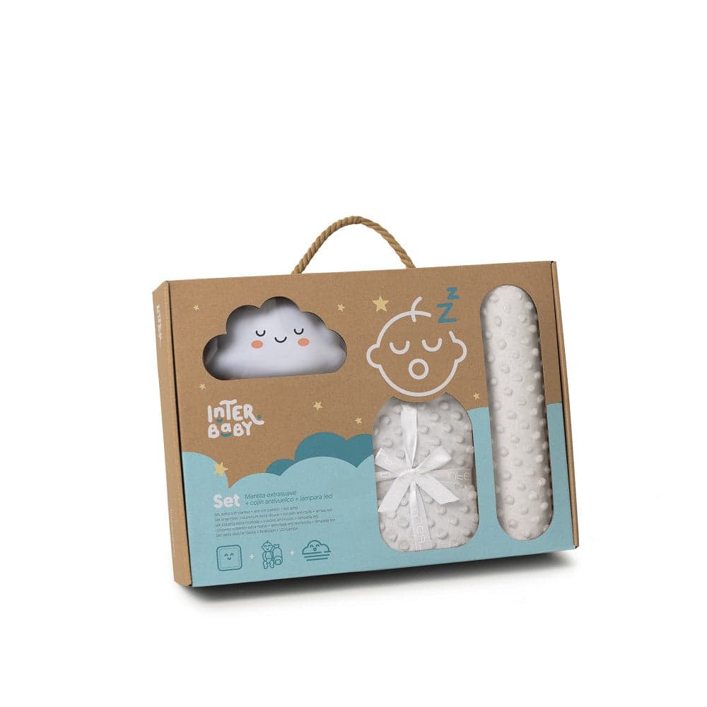 Conjunto Manta + De Apoio + Lampada Cinza Interbaby
