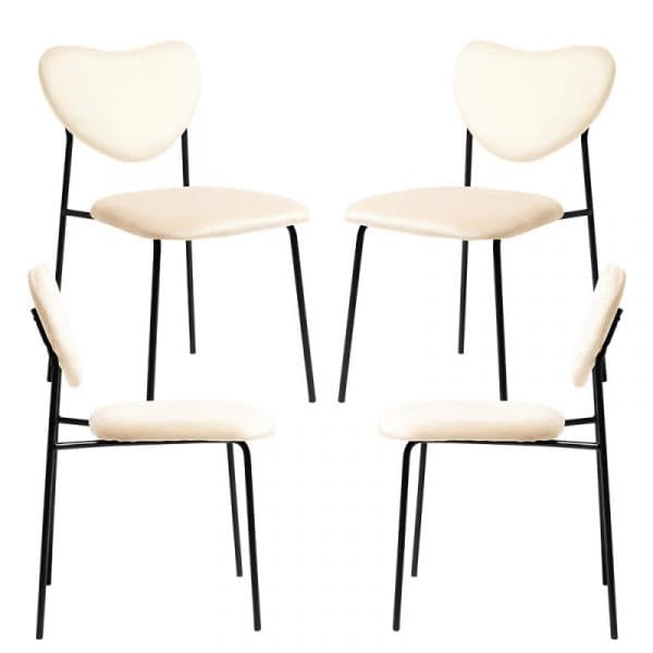 Presentes Miguel Conjunto 4 Cadeiras Cora Black Veludo Beige