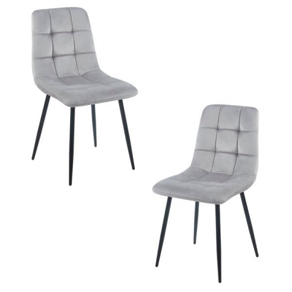 Presentes Miguel Conjunto 2 Cadeiras Stuhl Veludo Cinza Claro