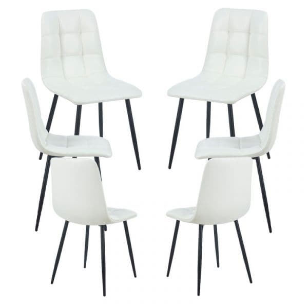 Presentes Miguel Conjunto 6 Cadeiras Stuhl Couro Sintético Branco