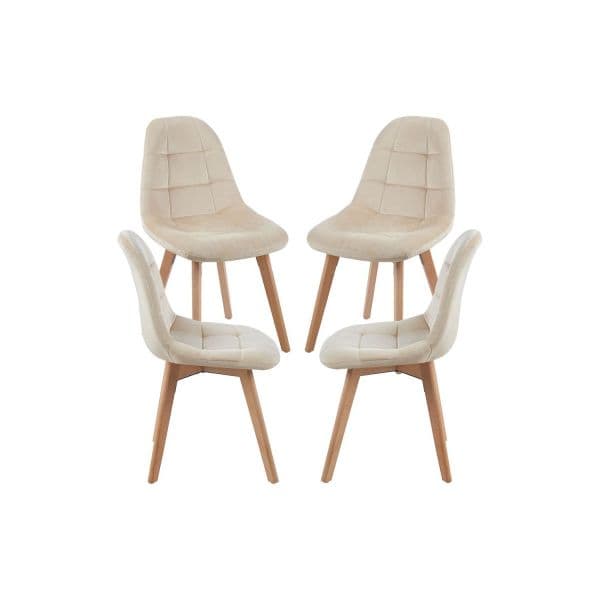 Presentes Miguel Pack 4 Cadeiras Kelen Veludo Beige
