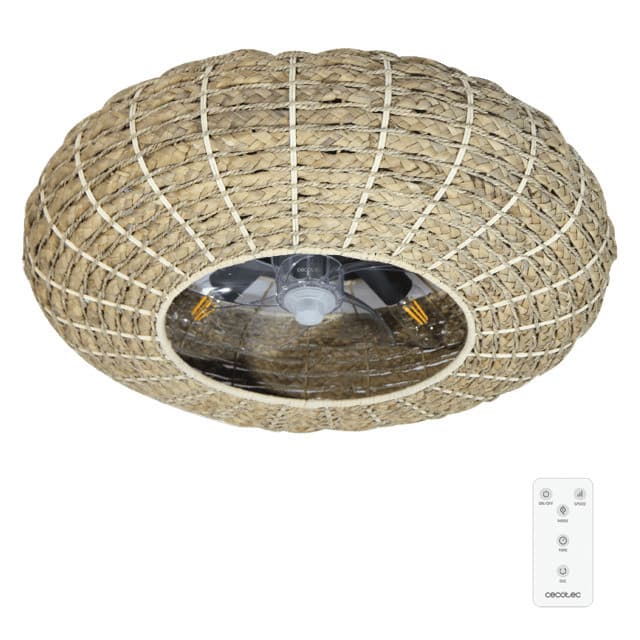 Cecotec Ventilador de Teto EnergySilence LampAero 650 Natural Wicker