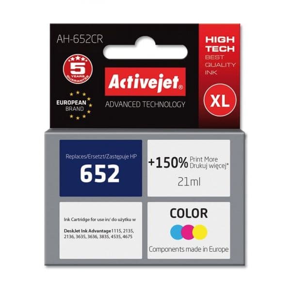 Tinteiro HP 652XL Tricolor F6V24AE Compativel