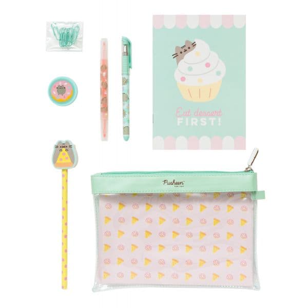 Grupo Erik Conjunto de Papelaria Pusheen Foodie Coleção Multicolorido com Caderno A5 e Caneta de Gel IN-GE-SSGP001