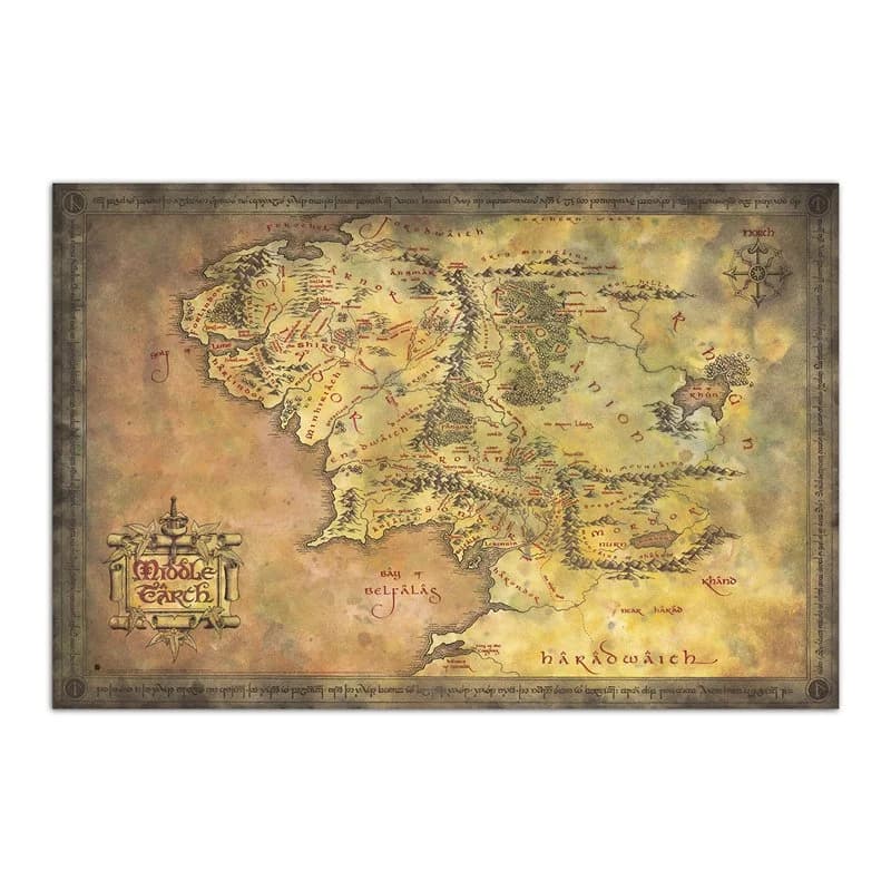 O Senhor Dos Anéis Mapa da Terra Média Poster 91.5 x 61 cm