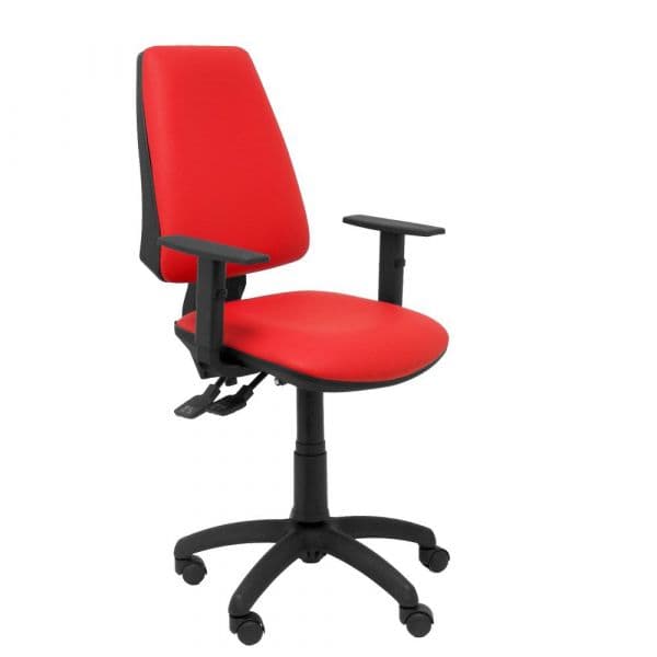 PYC Ergonomia do Escritório c/ Mecanismo Sincronizado e Cadeira de Regulável - Assento e Traseira Estofadas em Sintético Vermelho (incluindo Braço