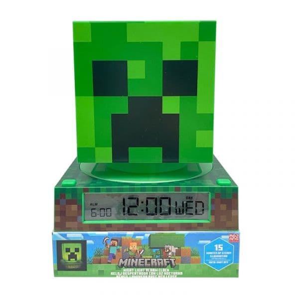 Kids Licensing Lâmpada 3D Minecraft com Despertador e Data (4x1) Black