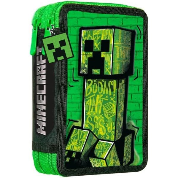 Minecraft Estojo Duplo 2 Compartimentos Multicolor