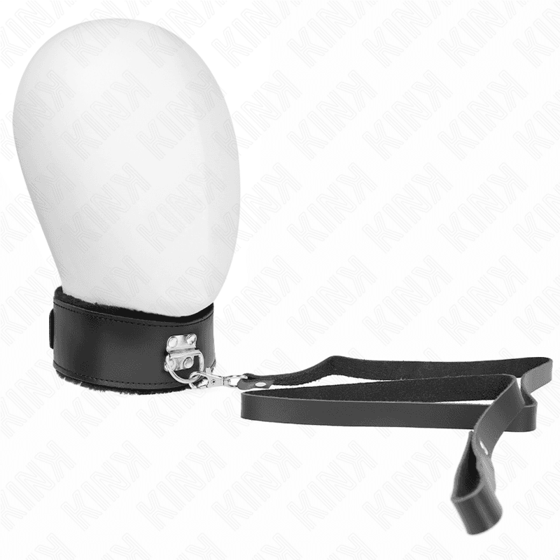 Kink Colar com Cinto 116 cm com Alça de Couro Preta Ajustável 40-48 cm x 6 cm
