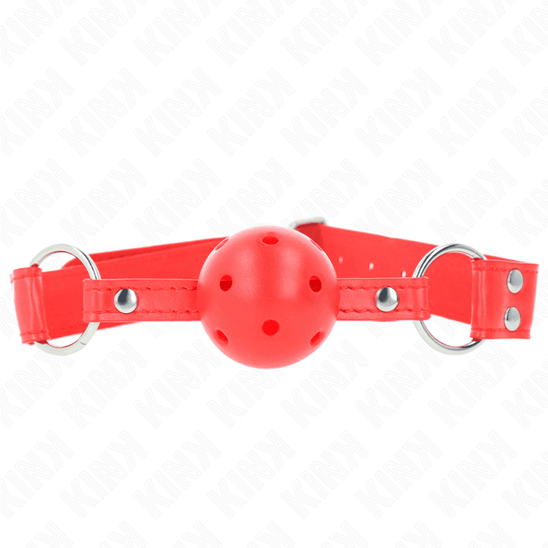 Kink Mordaça de Bola Dura Oca Vermelha Completa 62 x 2 cm