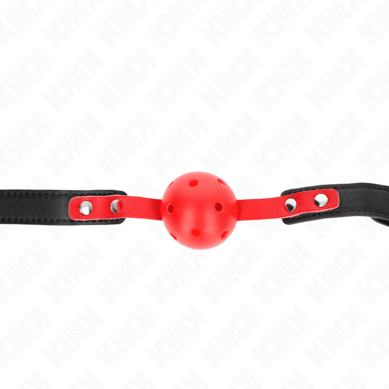 Kink Bola Dura Oca Vermelha 4 cm Gag Alça Preta 60 x 2 cm Ajustável 37-52 cm