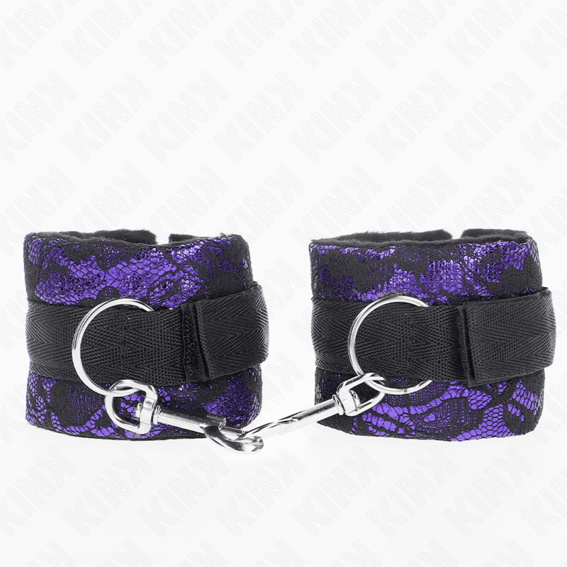 Kink Punhos de Renda de Veludo Curto e Bind de Nylon Roxo / Preto 23 x 6,5 cm - D-241006