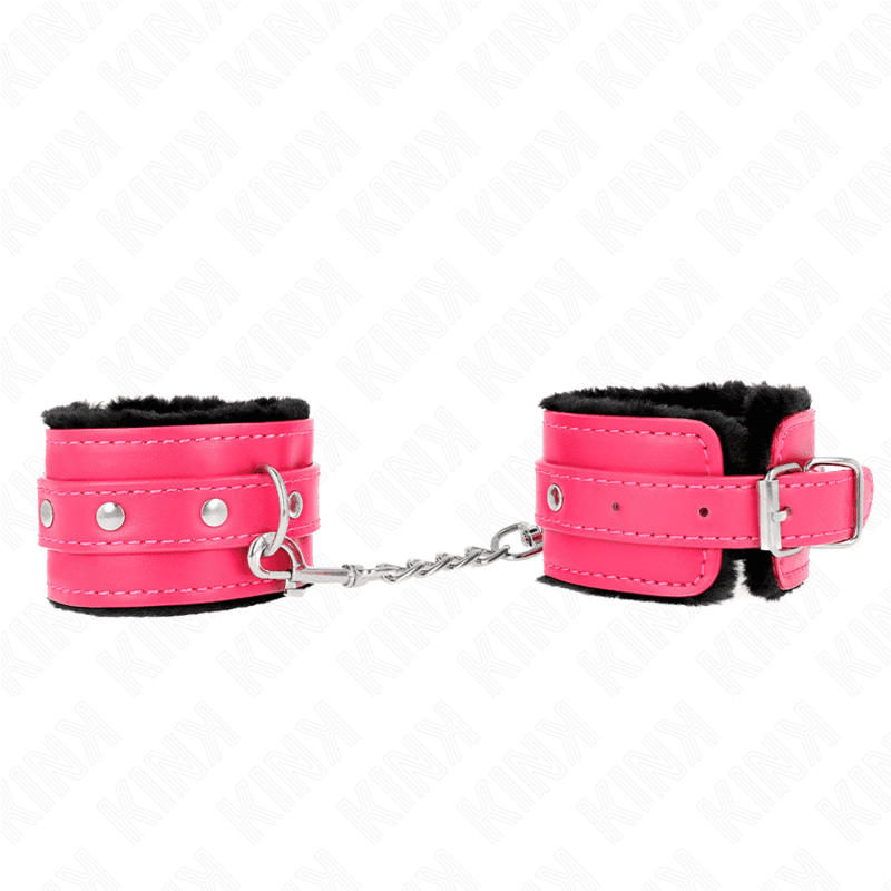 Kink Pulso Premium Forro de Pele Preto com Cinto Raspberry Rose Ajustável 17-29 cm x 6 cm