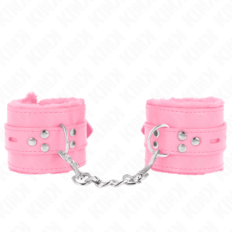 Kink Pulso Forro de Pele com Furos Quadrados Rosa e Cinto Rosa Ajustável 17-29 cm x 6 cm - D-241030