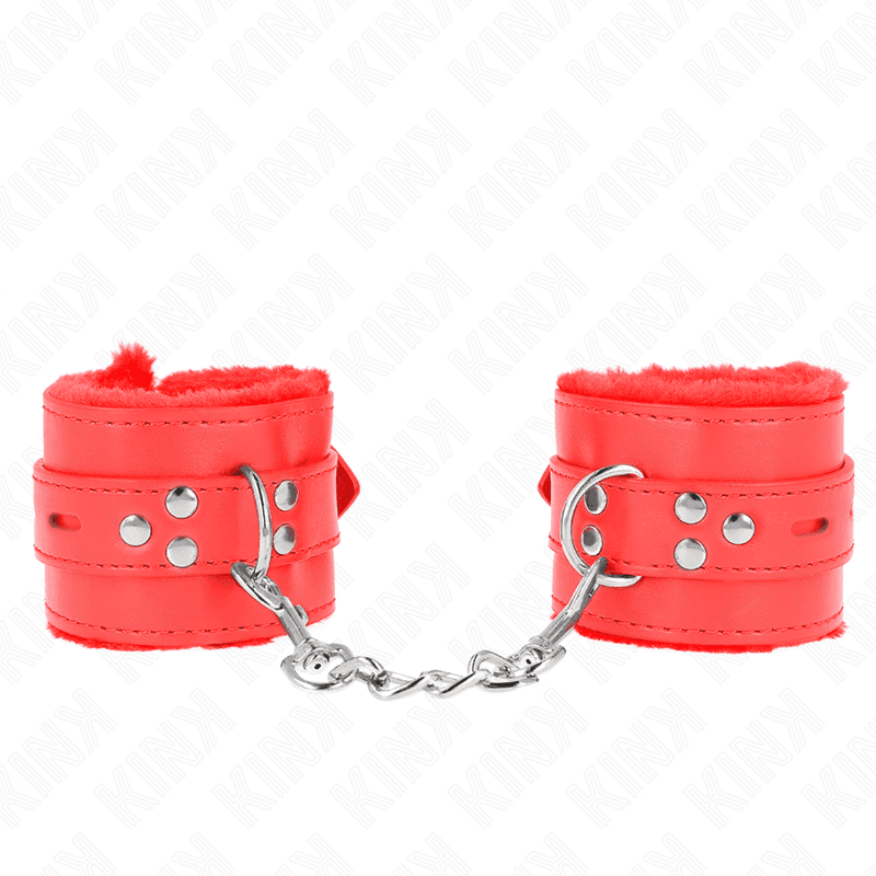 Kink Pulso Forro de Pele com Furos Quadrados Vermelho e Cinto Vermelho Ajustável 17-29 cm x 6 cm