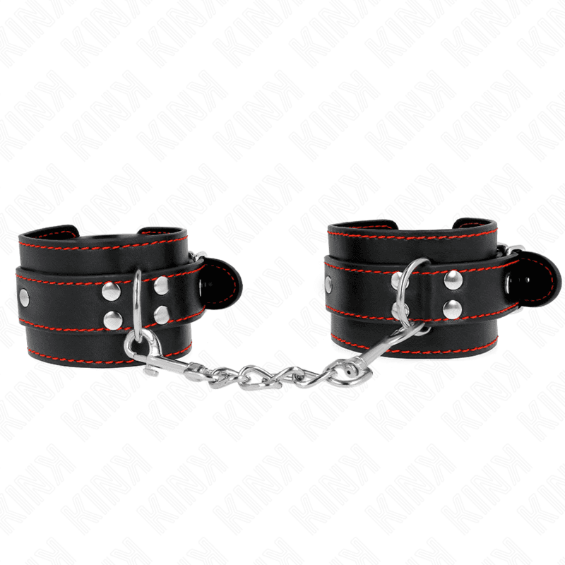 Kink Punhos Pretos com Forro Vermelho Ajustáveis 20-28 cm x 5,5 cm