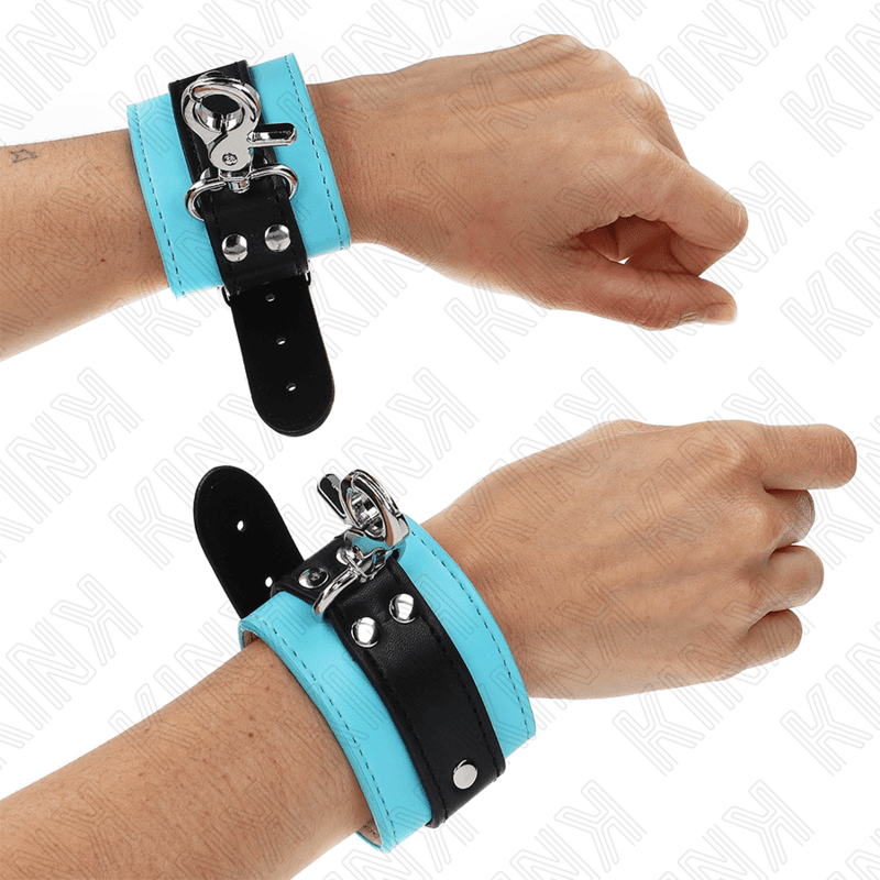 Kink Retenções de Pulso Fecháveis Premium Preto / Azul Ajustáveis 21-28 cm x 5,5 cm