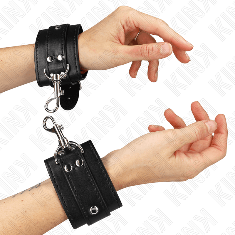 Kink Proteções de Pulso de Masmorra com Bloqueio Preto Ajustáveis 21-28 cm x 5,5 cm
