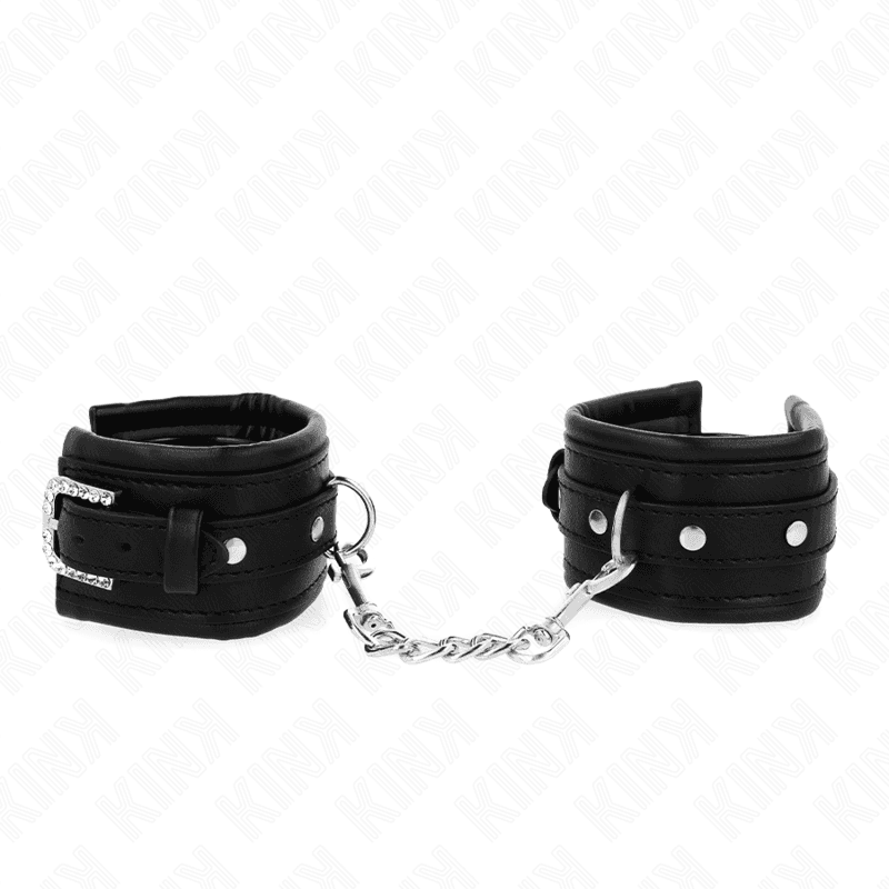 Kink Retenções de Pulso com Fivela de Rhinestone Preto Ajustáveis 25-32 cm x 5,5 cm