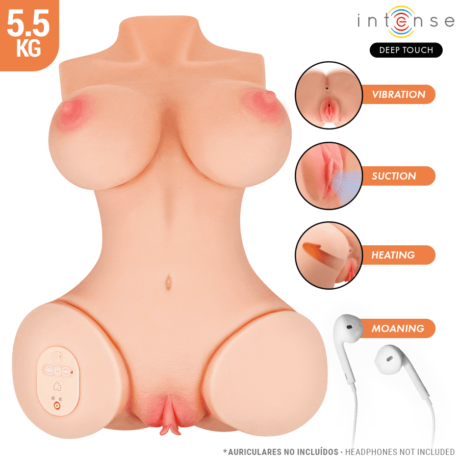 INTENSE DEEP TOUCH - TORSO REALISTA COM SUCÇÃO E GEMIDOS COM CONTROLE REMOTO DE VIBRAÇÃO FEMININA