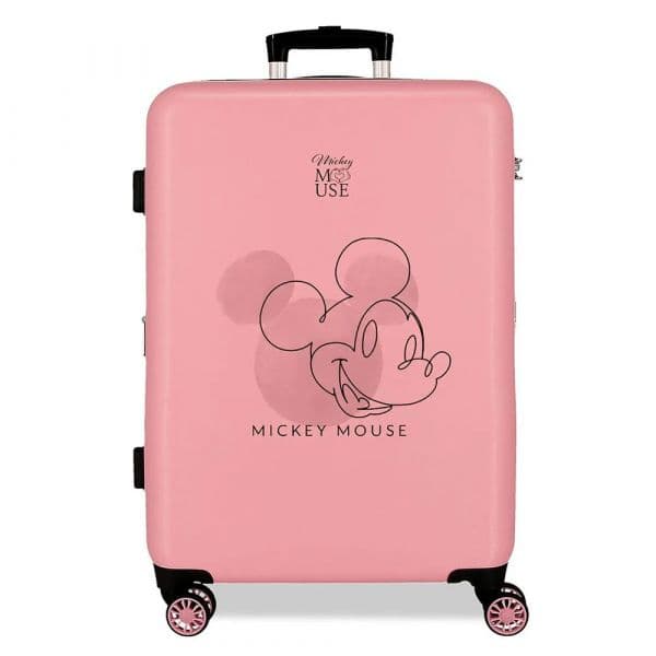 Disney Mala Com Rodinhas Mickey Outline 68 Cm 70l Pink One Size